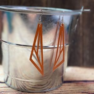 Tan abstract faux leather dangle earrings